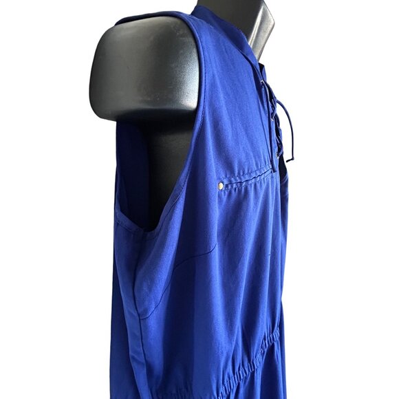 Royal Blue Sleeveless Lace-Up Casual Dress size 1X - Picture 6 of 13